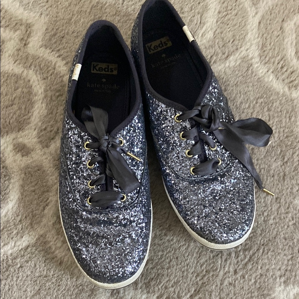 Kate Spade Black and Silver Glitter Sneakers